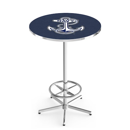 Holland Bar Stool Co 42" Chrome US Naval Academy NAVY Pub Table L216C4228USNavA